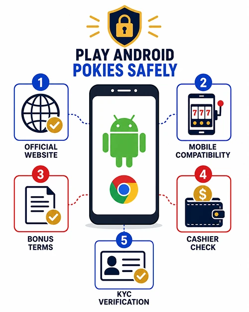 Android pokies play steps on mobile