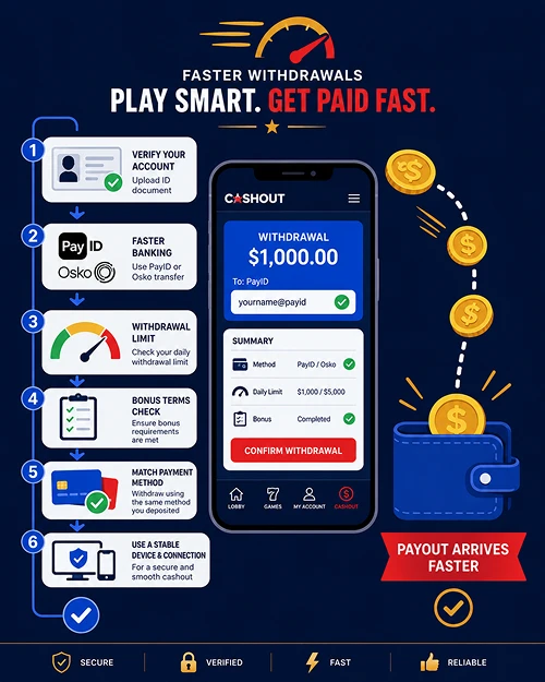 Improve mobile pokies withdrawal speed
