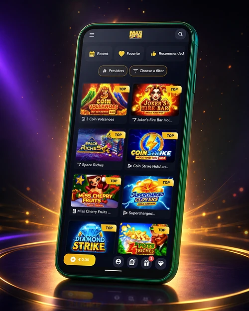 Maxispin mobile pokies app screen