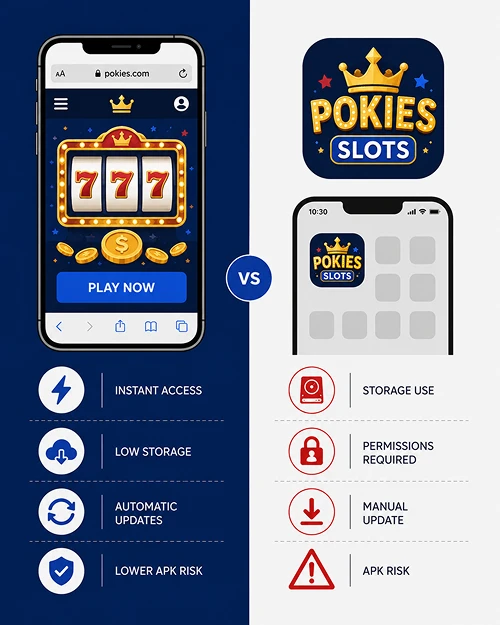 No download pokies versus native app comparison